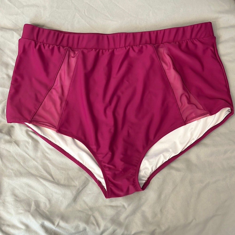 Latched Mama High-Waisted Swim Bottoms - 3X / Raspberry